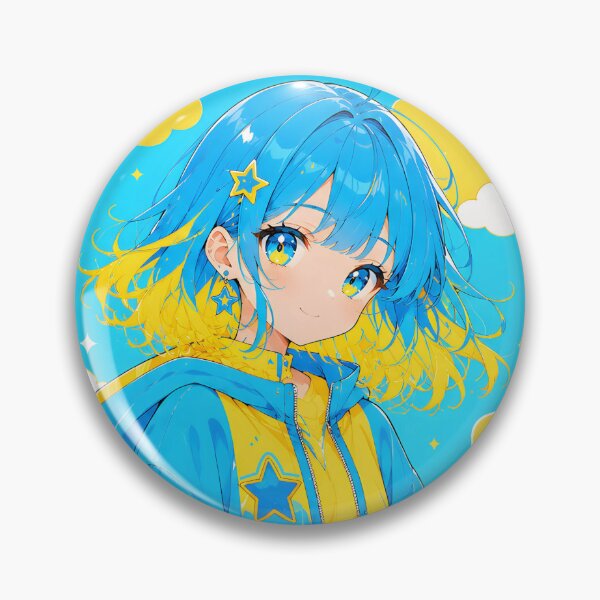 Item preview, Anime girl with blue and yellow hair, sitting among clouds (by diwizuli) designed and sold by Diwi Zuli.