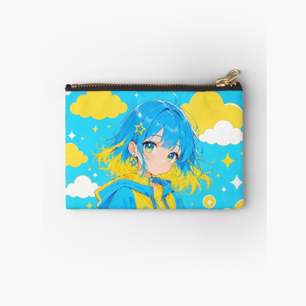 Item preview, Anime girl with blue and yellow hair, sitting among clouds (by diwizuli) designed and sold by Diwi Zuli.