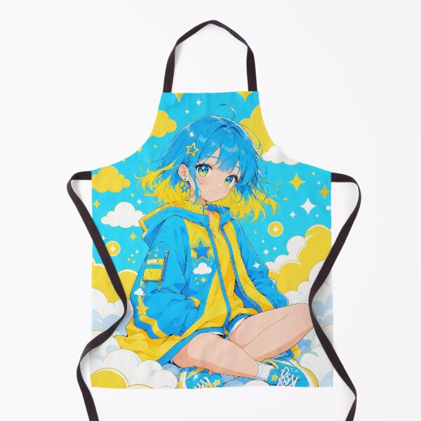 Item preview, Anime girl with blue and yellow hair, sitting among clouds (by diwizuli) designed and sold by Diwi Zuli.