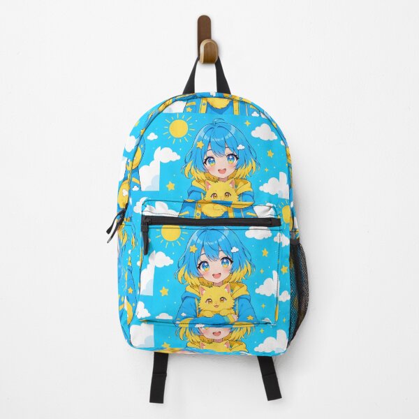 Item preview, anime girl with blue and yellow hair holding a yellow cat designed and sold by Diwi Zuli.