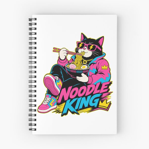 Item preview, cat eating ramen Cool Cat Ramen | Retro Noodle King | 80s 90s Style T-Shirt designed and sold by Uglyandcute.