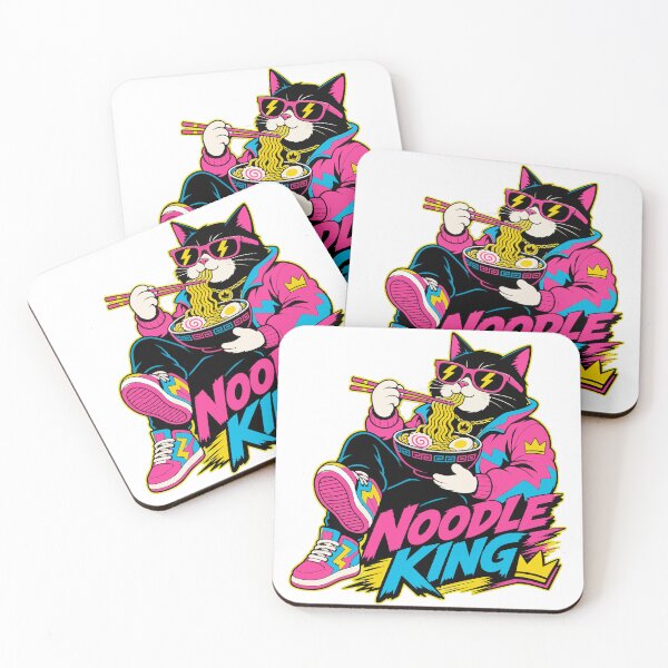 Item preview, cat eating ramen Cool Cat Ramen | Retro Noodle King | 80s 90s Style T-Shirt designed and sold by Uglyandcute.
