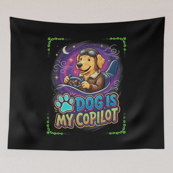 Item preview, Dog Is My Copilot Aviator Golden Retriever designed and sold by SoyLamderma.