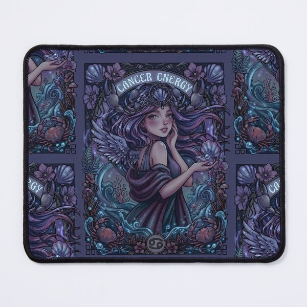 Item preview, Cancer Zodiac Goddess Art Print | Cancer Energy Celestial Angel | Dark Fantasy Astrology Illustration | Moon Ocean Horoscope Art | Art Nouveau Cancer Birthday Gift | Zodiac Wall Decor designed and sold by RSDigitalPrintDesign.