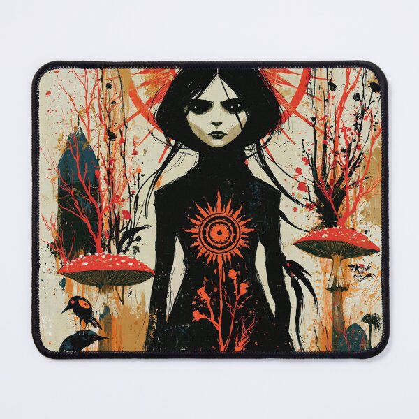 Item preview, The Old Rites: Forest Goddess Among Red Toadstools Folk Horror Art designed and sold by The Wild Kingdom.