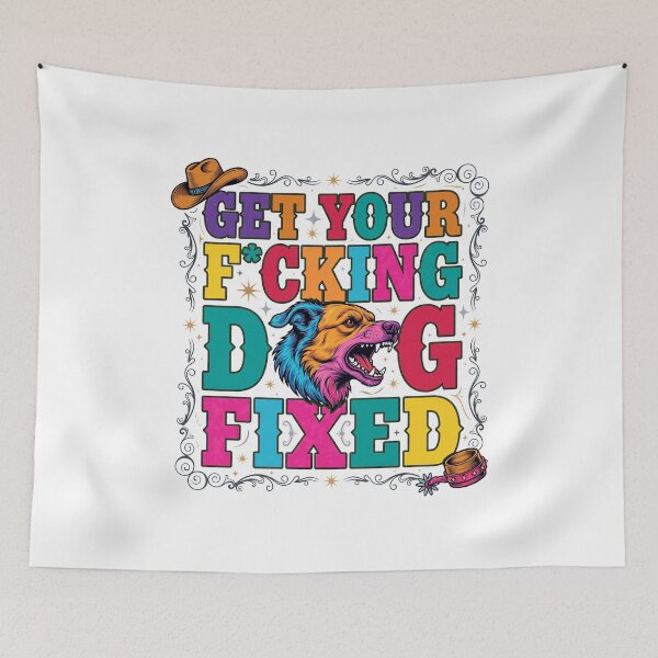 Item preview, Get Your Dog Fixed Retro Cowpoke Animal Welfare designed and sold by SoyLamderma.
