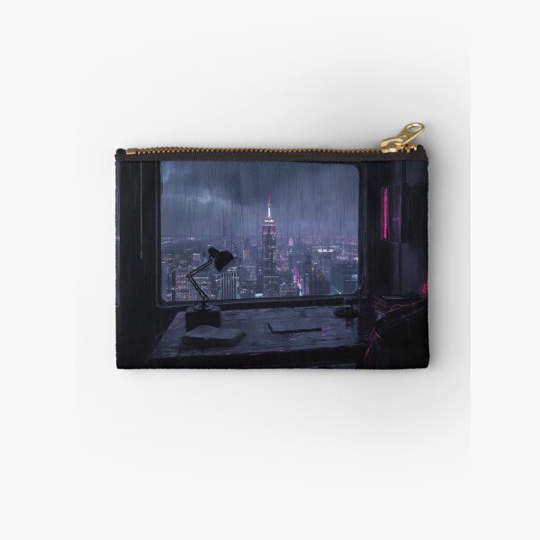 Item preview,  Cyberpunk Writing Desk Neon Noir Art designed and sold by StudioForge.