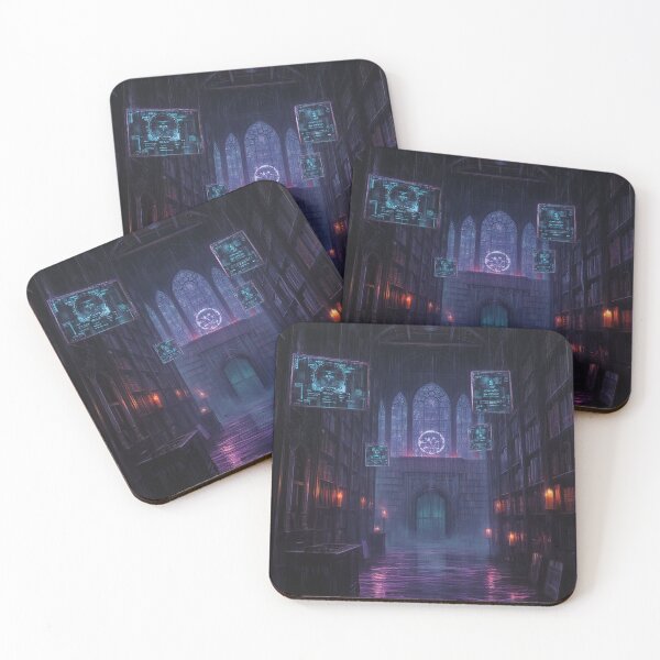 Item preview,  Cyberpunk Cyber Library Neon Noir Art designed and sold by StudioForge.