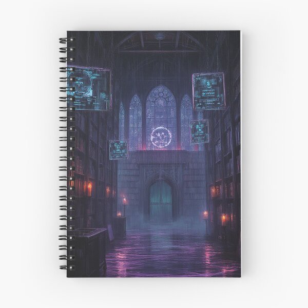 Item preview,  Cyberpunk Cyber Library Neon Noir Art designed and sold by StudioForge.