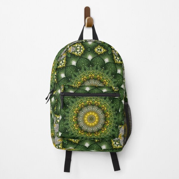 Item preview, Emerald Sunflower Mandala | Green Gold Kaleidoscope Sacred Geometry Pattern designed and sold by The Hand That Listens.