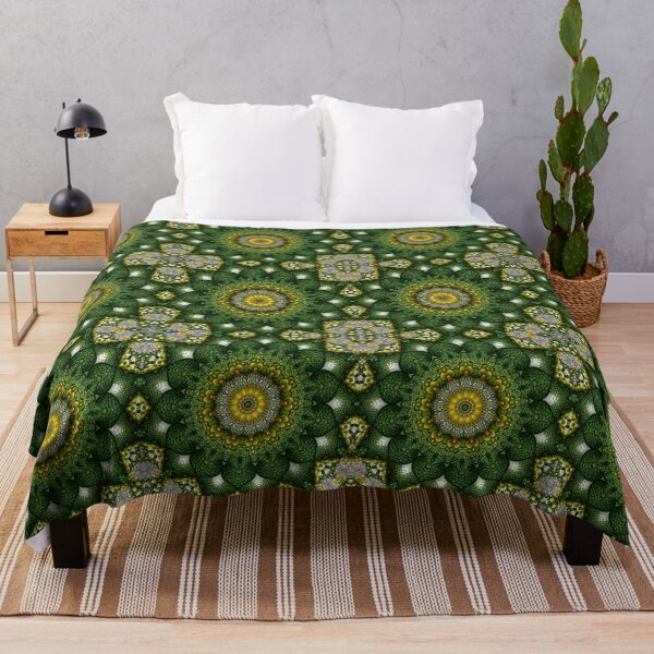 Item preview, Emerald Sunflower Mandala | Green Gold Kaleidoscope Sacred Geometry Pattern designed and sold by The Hand That Listens.