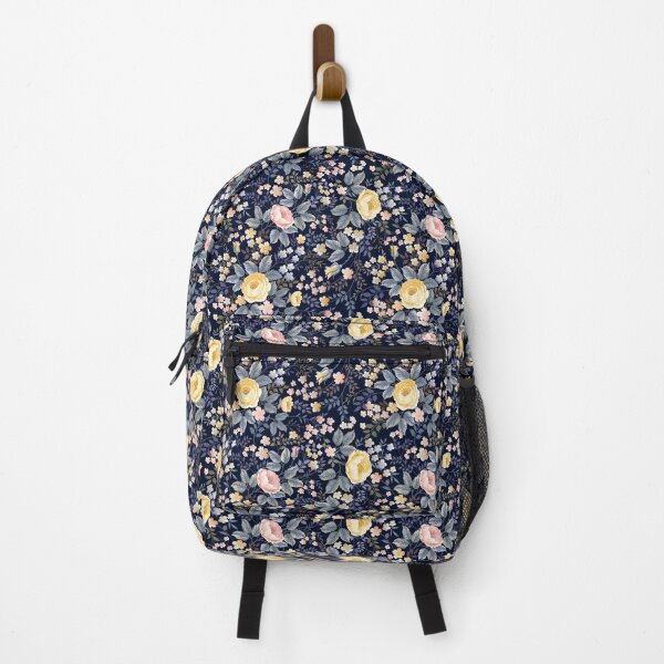 Item preview, Chinoiserie Chic: Elegant Yellow & Pink Floral on Navy Blue Pattern designed and sold by SugarCore.