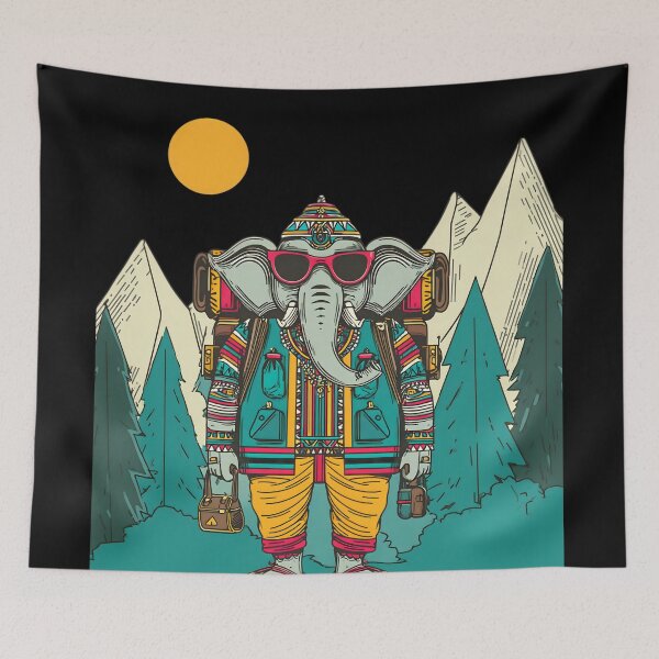 Item preview, Cool Streetwear Elephant Hiker Mountain Pop Art designed and sold by PANNARUK THAILAND.