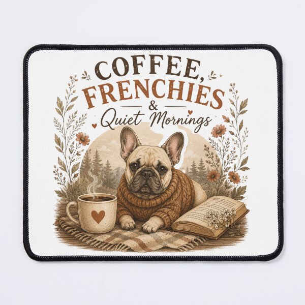 Item preview, Coffee, Frenchies & Quiet Mornings – Cozy French Bulldog Vintage Floral Dog Lover Design designed and sold by Hello Lola.
