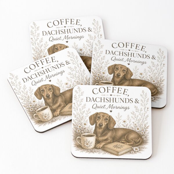 Item preview, Coffee, Dachshunds & Quiet Mornings – Vintage Dachshund Floral designed and sold by Hello Lola.