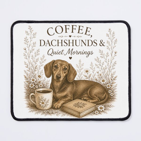 Item preview, Coffee, Dachshunds & Quiet Mornings – Vintage Dachshund Floral designed and sold by Hello Lola.