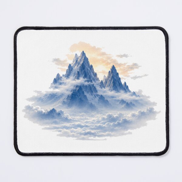 Item preview, Mist Mountain – Blue Peaks and Cloudy Alpine Landscape Art designed and sold by Cloud Tide Studio.