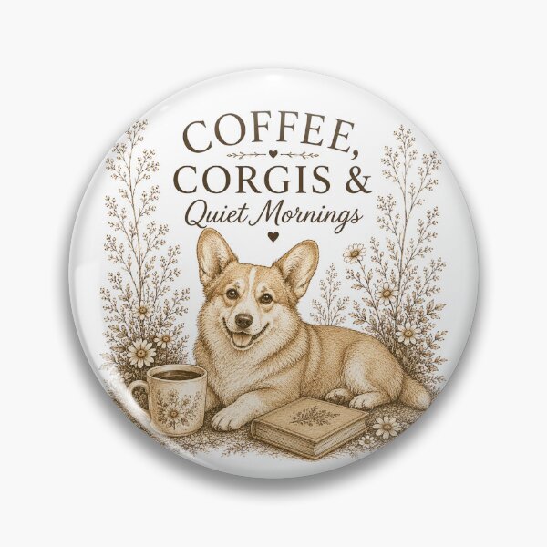 Item preview, Coffee, Corgis & Quiet Mornings – Vintage Corgi Floral designed and sold by Hello Lola.