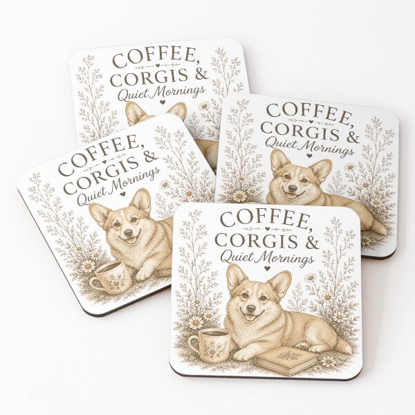Item preview, Coffee, Corgis & Quiet Mornings – Vintage Corgi Floral designed and sold by Hello Lola.