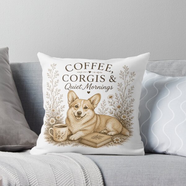 Item preview, Coffee, Corgis & Quiet Mornings – Vintage Corgi Floral designed and sold by Hello Lola.