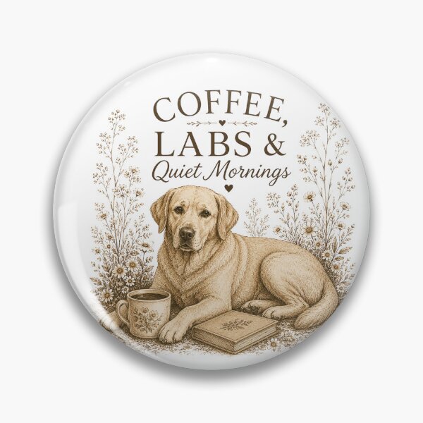 Item preview, Coffee, Labs & Quiet Mornings – Vintage Labrador Retriever Floral designed and sold by Hello Lola.