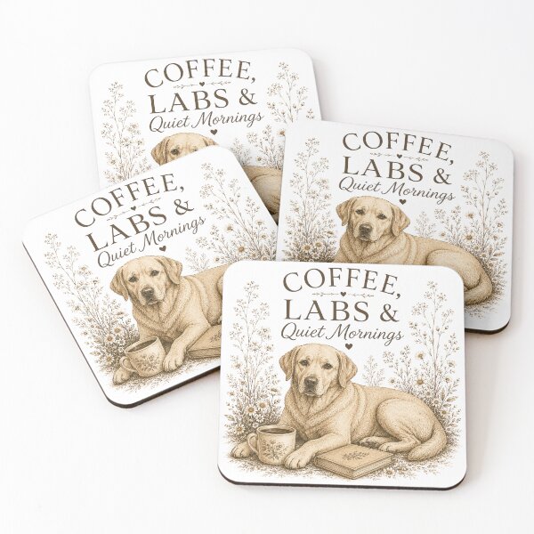 Item preview, Coffee, Labs & Quiet Mornings – Vintage Labrador Retriever Floral designed and sold by Hello Lola.