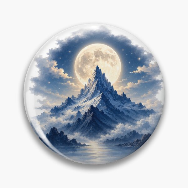 Item preview, Moon Peak – Full Moon Blue Mountain Night Landscape Art designed and sold by Cloud Tide Studio.