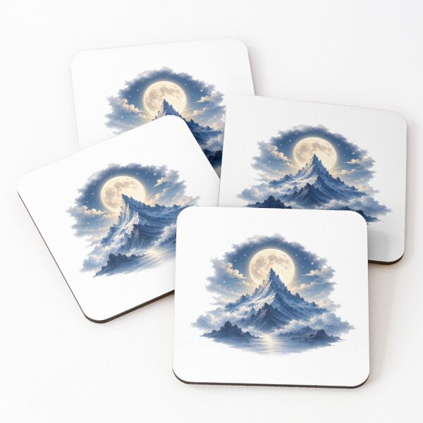 Item preview, Moon Peak – Full Moon Blue Mountain Night Landscape Art designed and sold by Cloud Tide Studio.