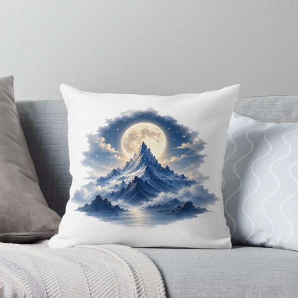 Item preview, Moon Peak – Full Moon Blue Mountain Night Landscape Art designed and sold by Cloud Tide Studio.