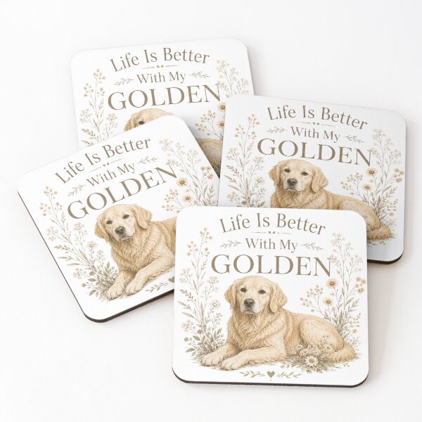 Item preview, Life Is Better With My Golden – Vintage Floral Golden Retriever designed and sold by Hello Lola.
