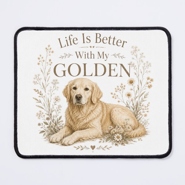 Item preview, Life Is Better With My Golden – Vintage Floral Golden Retriever designed and sold by Hello Lola.