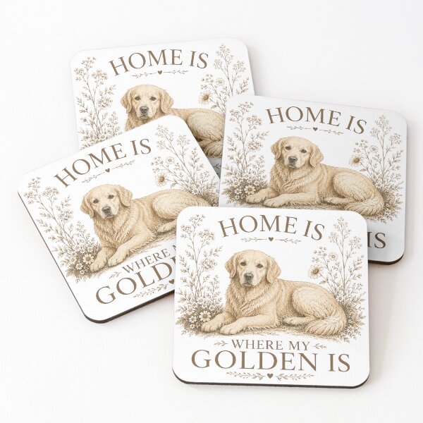 Item preview, Home Is Where My Golden Is – Vintage Golden Retriever Floral designed and sold by Hello Lola.