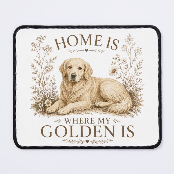 Item preview, Home Is Where My Golden Is – Vintage Golden Retriever Floral designed and sold by Hello Lola.