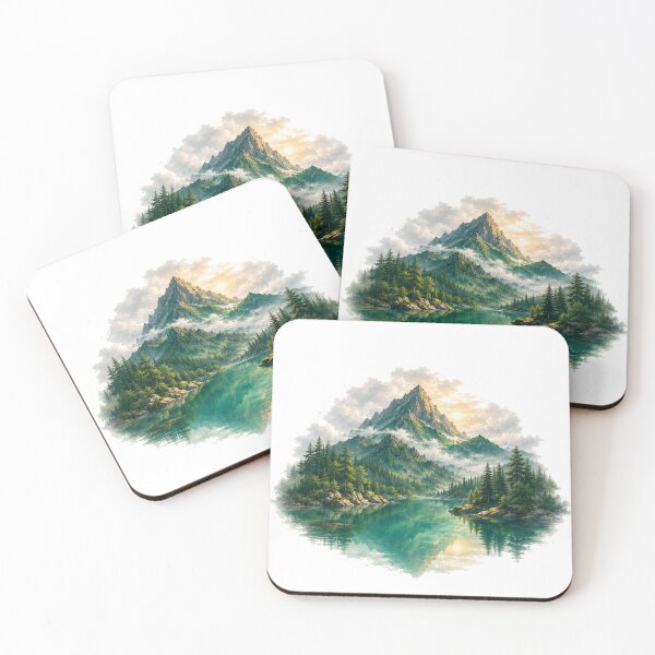 Item preview, Emerald Lake – Green Mountain Reflection Nature Landscape Art designed and sold by Cloud Tide Studio.