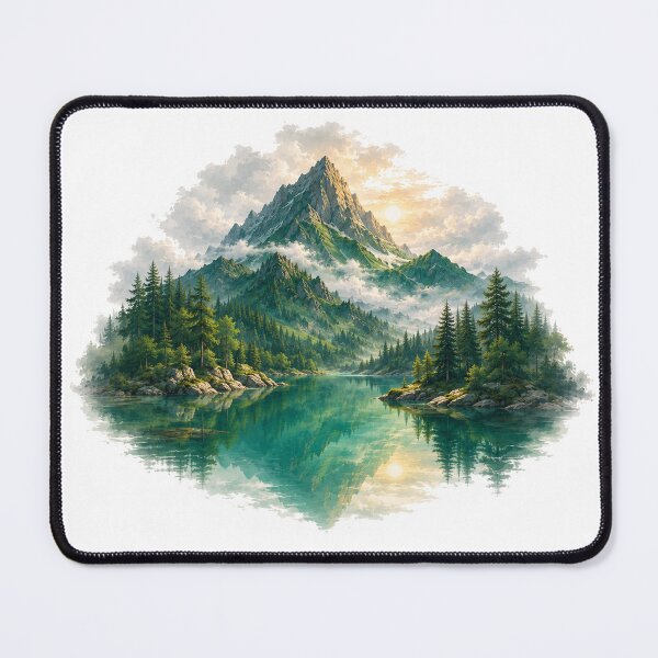 Item preview, Emerald Lake – Green Mountain Reflection Nature Landscape Art designed and sold by Cloud Tide Studio.