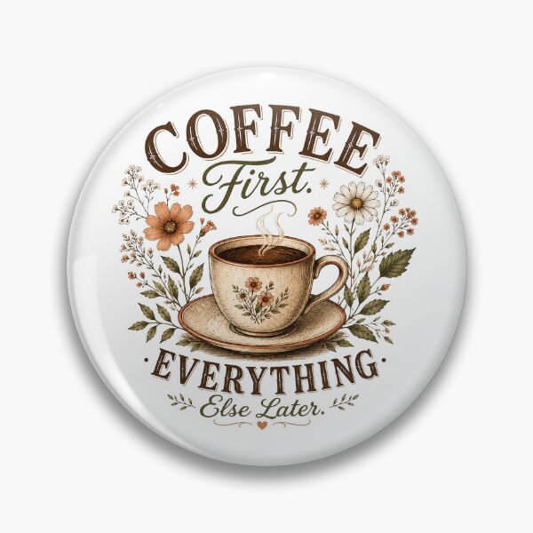 Item preview, Coffee First | Cozy Floral Coffee Art designed and sold by Hello Lola.