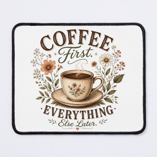 Item preview, Coffee First | Cozy Floral Coffee Art designed and sold by Hello Lola.