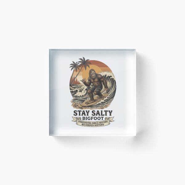 Item preview, Stay Salty Bigfoot Surfing Retro Sunset Wave designed and sold by Roy & Tiffany.