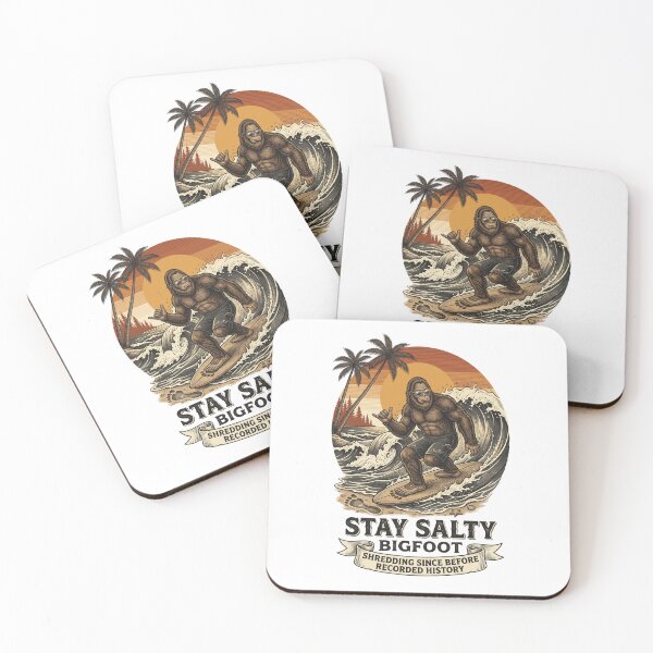 Item preview, Stay Salty Bigfoot Surfing Retro Sunset Wave designed and sold by Roy & Tiffany.