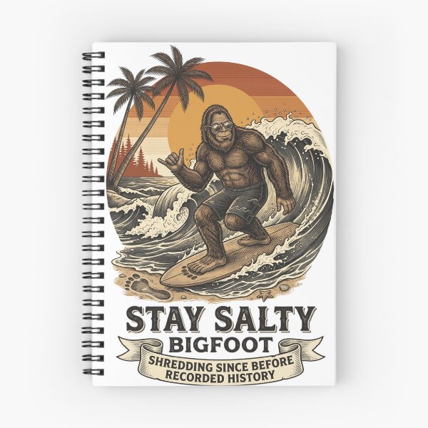 Item preview, Stay Salty Bigfoot Surfing Retro Sunset Wave designed and sold by Roy & Tiffany.