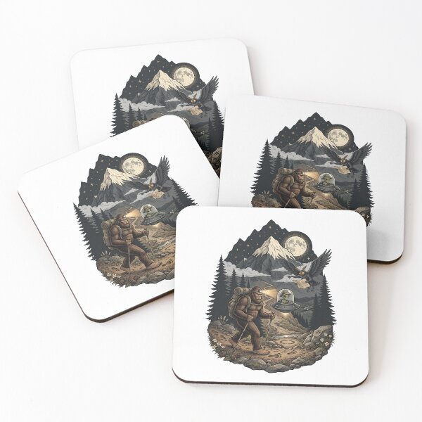 Item preview, Bigfoot Hiking Trail with Alien UFO Cryptid Mountain designed and sold by Roy & Tiffany.