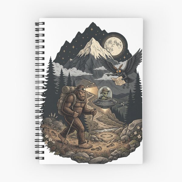 Item preview, Bigfoot Hiking Trail with Alien UFO Cryptid Mountain designed and sold by Roy & Tiffany.