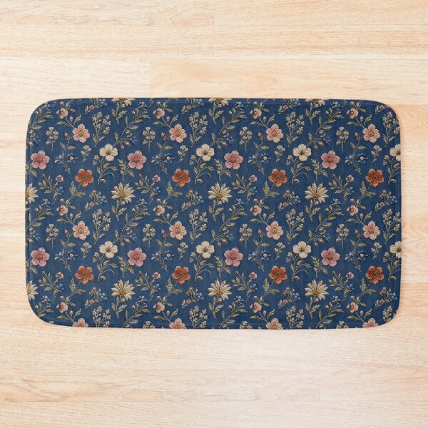 Item preview, Embroidered plain wildflowers on denim background designed and sold by fuzzyfox.