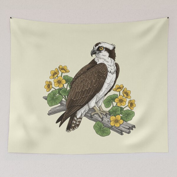 Item preview, Botanical Osprey Marsh Marigold Nature Design designed and sold by BirdsnStuff.