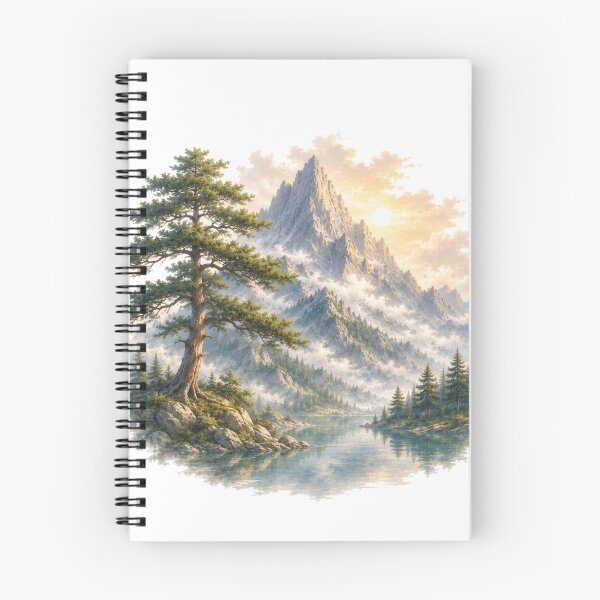Item preview, Pine Mountain – Misty Lake and Ancient Pine Landscape Art designed and sold by Cloud Tide Studio.