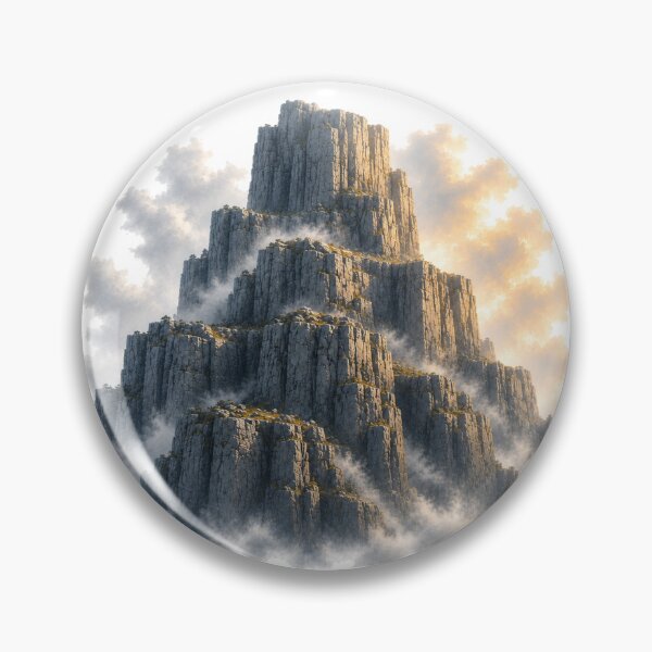 Item preview, Stone Ridge – Rocky Mountain Fortress Mist Landscape Art designed and sold by Cloud Tide Studio.