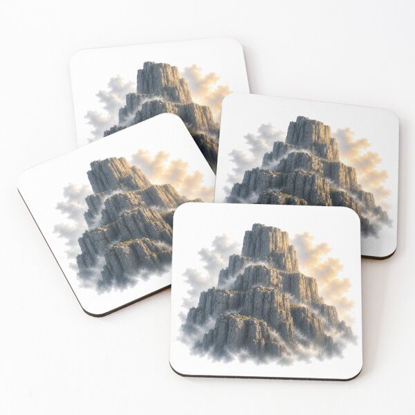 Item preview, Stone Ridge – Rocky Mountain Fortress Mist Landscape Art designed and sold by Cloud Tide Studio.