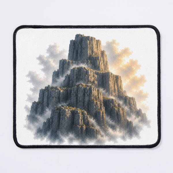 Item preview, Stone Ridge – Rocky Mountain Fortress Mist Landscape Art designed and sold by Cloud Tide Studio.
