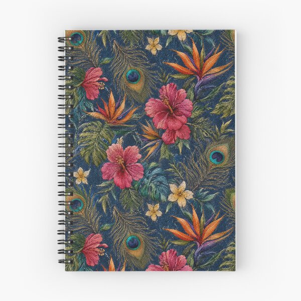 Item preview, Embroidered smooth tropical plants on denim background designed and sold by fuzzyfox.