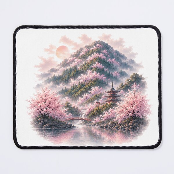 Item preview, Sakura Mountain – Japanese Cherry Blossom Spring Landscape Art designed and sold by Cloud Tide Studio.